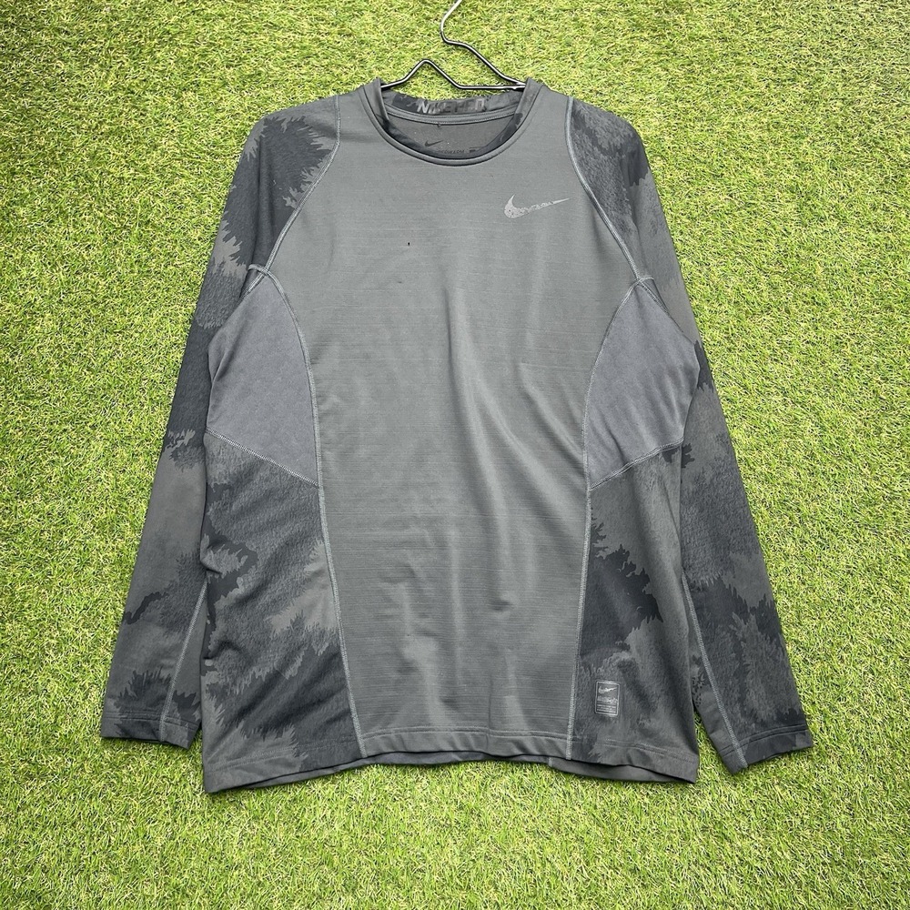 Nike Shirt Mens Large Pro Hyperwarm Fitted Stretch Dri-Fit Lightweight Training